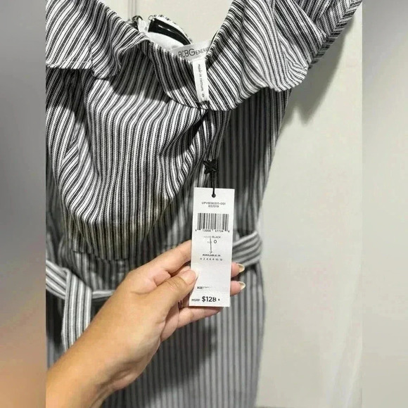 BCBGeneration womens Railroad Stripe Strapless Jumpsuit - Picture 5 of 9